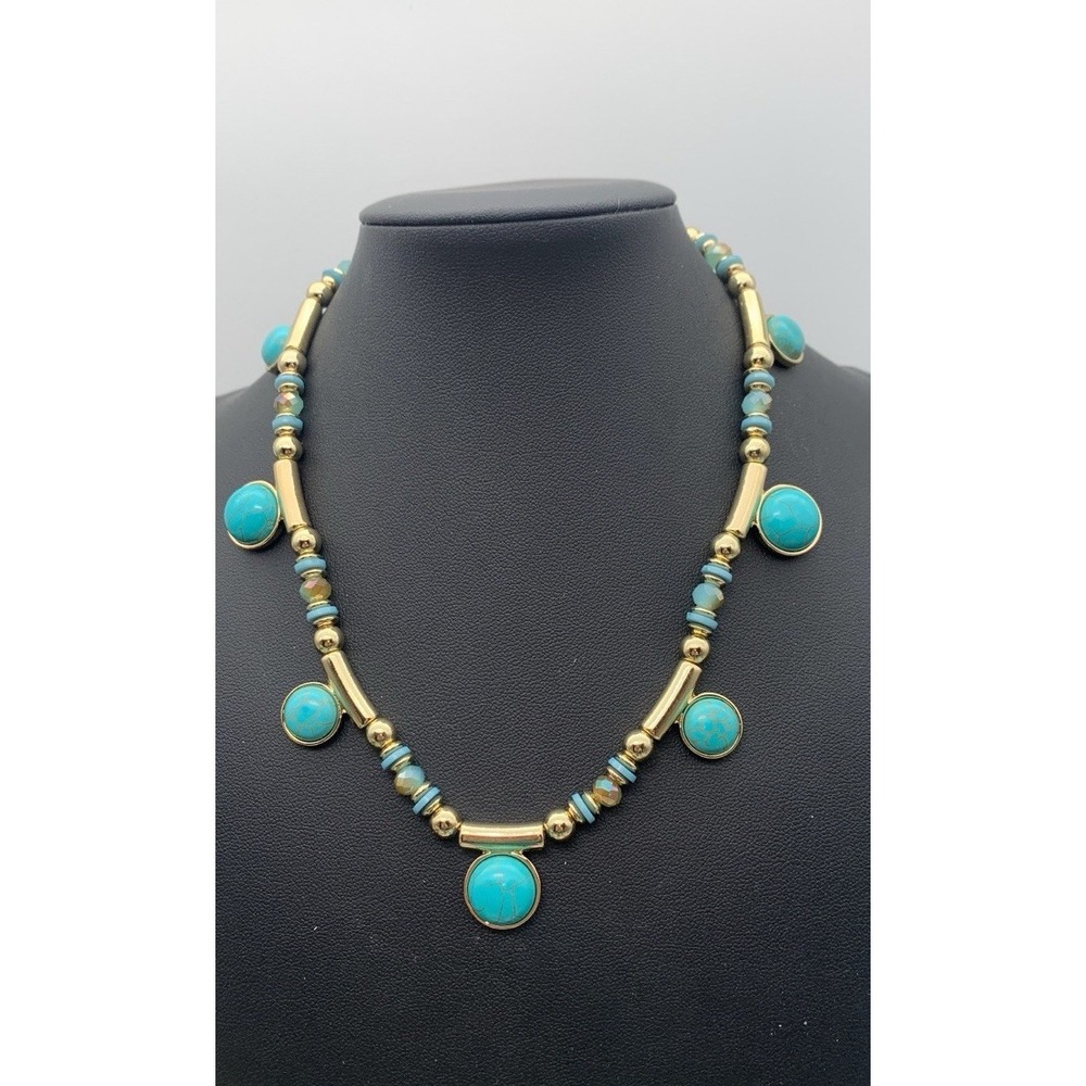 Premier Designs BON VOYAGE Reversible 14.5"-18.5" Faux Turquoise Necklace
